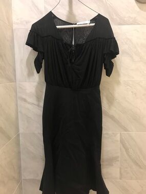Altuzarra Black Ruffle Midi Dress FR36 US4 Italy